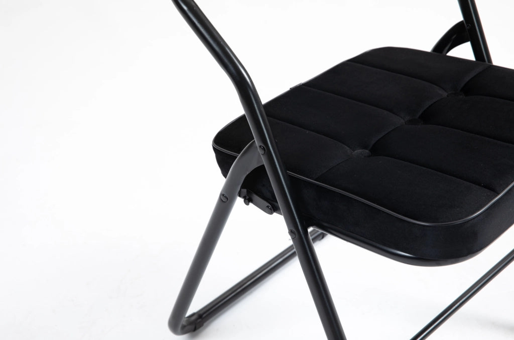Sedia pieghevole 2 pezzi 47x46x80 cm nera – schienale imbottito, senza montaggio