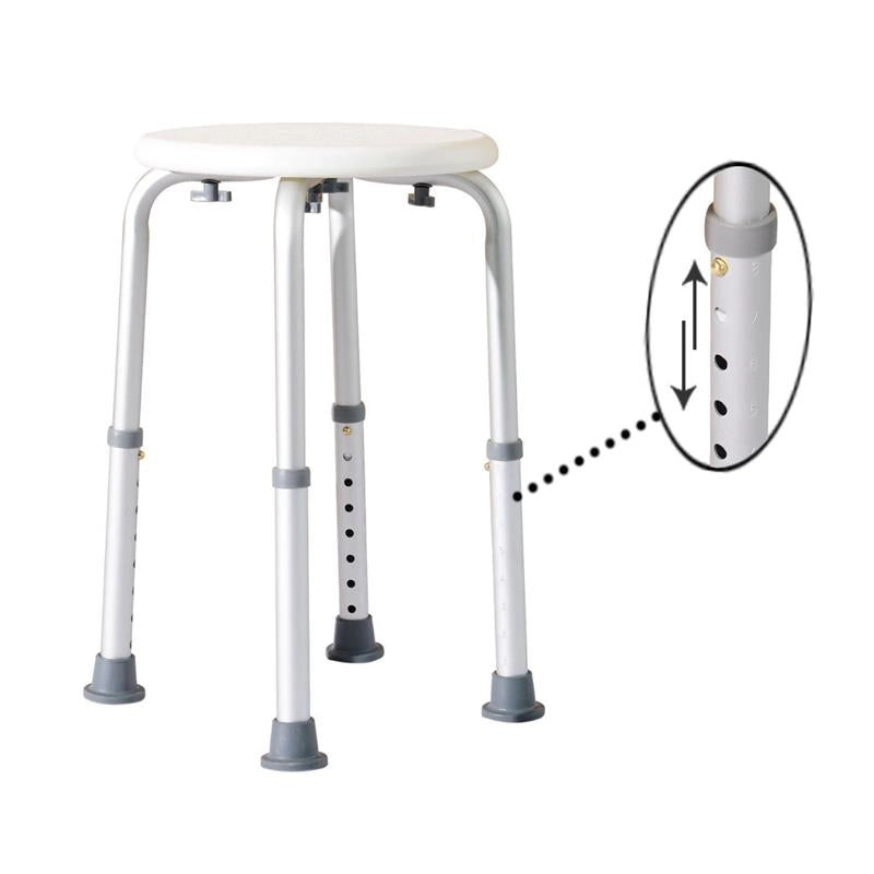 SGABELLO PER DOCCIA BAGNO ALTEZZA REGOLABILE ANTISCIVOLO, BIANCO