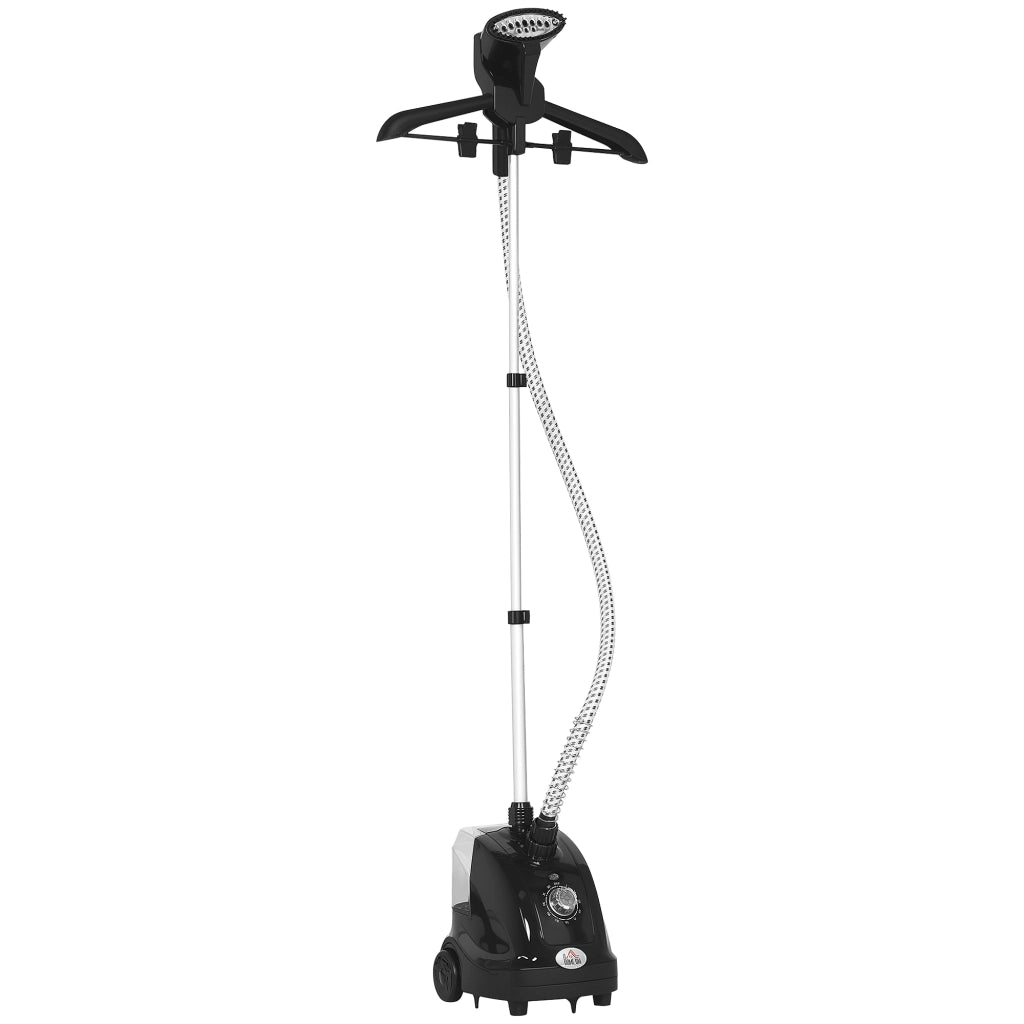 Stiratrice Verticale a Vapore 1.4L con Asta Estendibile in ABS e PP, Pratico Ferro Verticale con Ruote 26x21.5x29 cm Nero