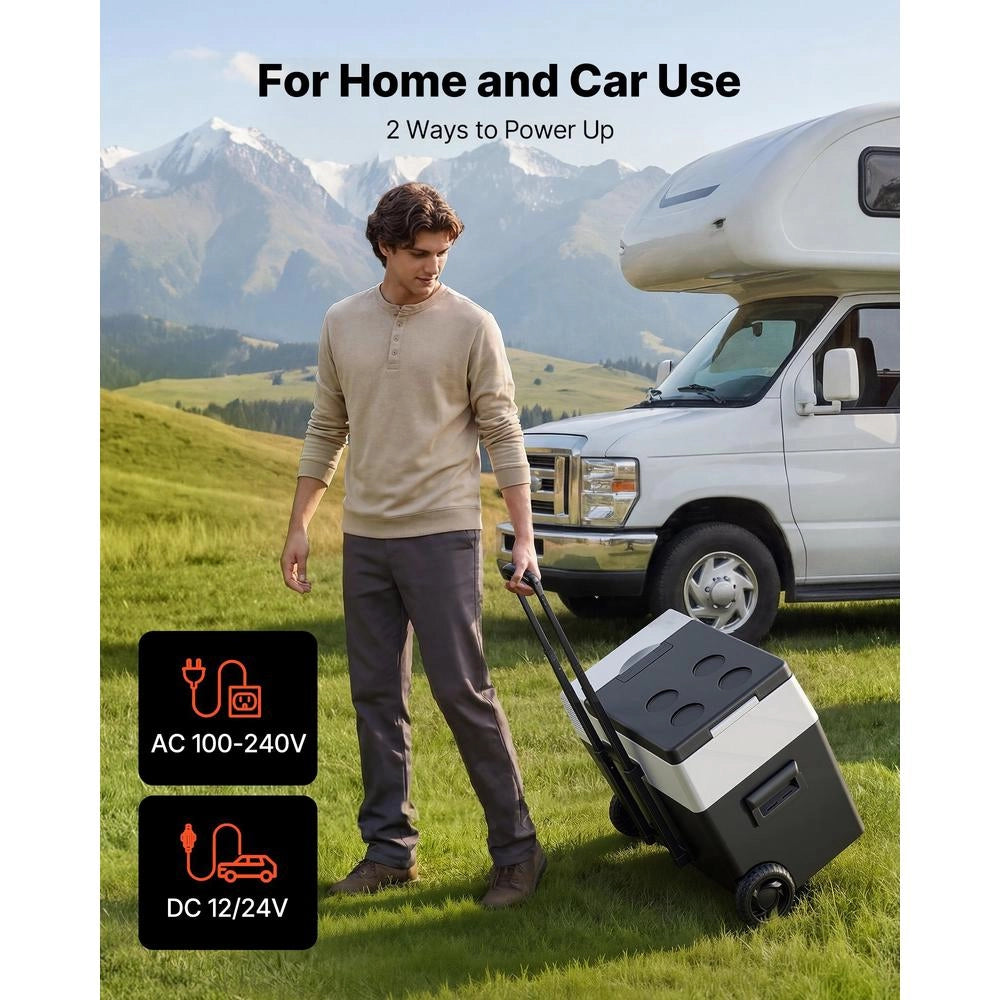 Frigorifero A Compressore Per Auto Portatile, Frigorifero Per Auto Con Ruote Maniglia Capienza 40 L Controllo APP, Temperatura Tra -22°C A 10°C, Congelatore Elettrico Per Camper SUV, Campeggio