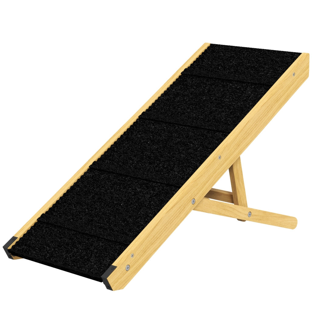 Rampa pieghevole per cani in legno naturale regolabile 4 altezze per casa 83,5 x 35 x 47,5 cm