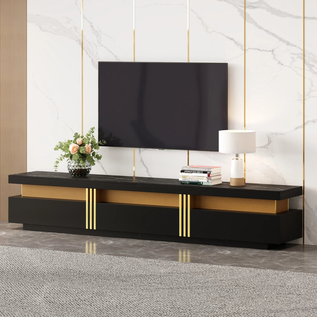 Mobile porta TV effetto marmo nero 200 cm