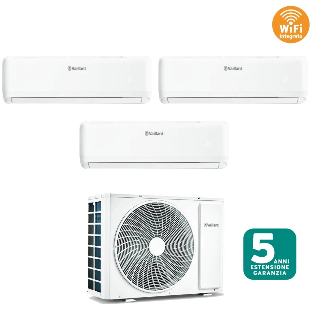 Climatizzatore Condizionatore Vaillant Trial Split Inverter serie CLIMAVAIR PRO 7+7+18 con VAM1-070A3NO R-32 Wi-Fi Integrato 7000+7000+18000
