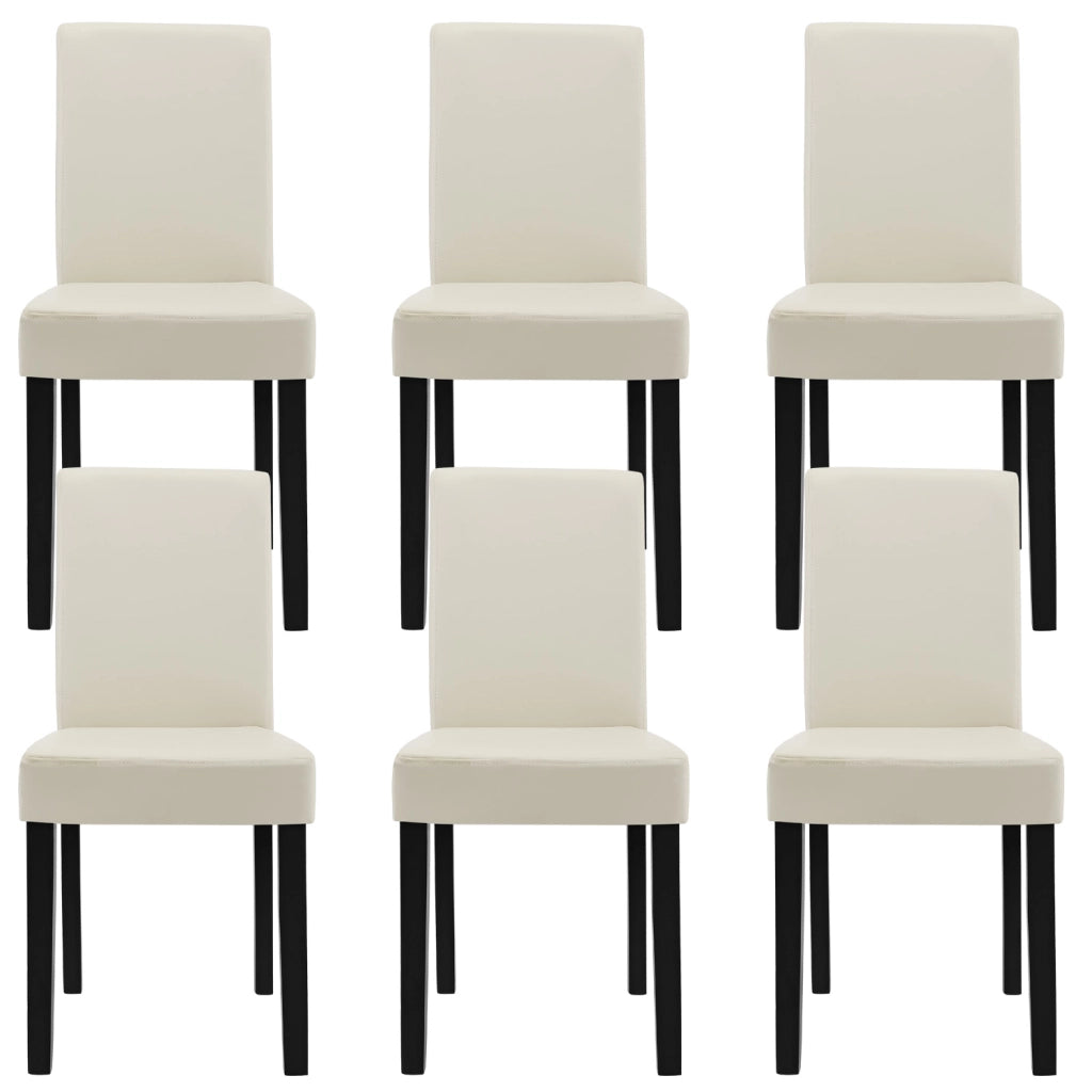 Set Pranzo con Tavolo 140x90 cm e 6 Sedie in Similpelle - Effetto Rovere Antico / color Crema  [en.casa]