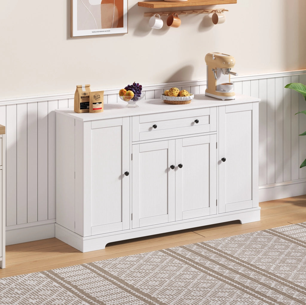 Credenza da cucina bianca in MDF con cassetto e ripiani