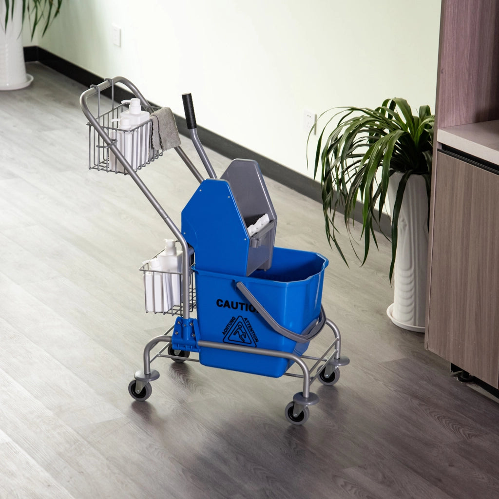 Secchio per Pulizia con Ruote ¨C Xylo ¨C Plastica con Manico Metallico Blu