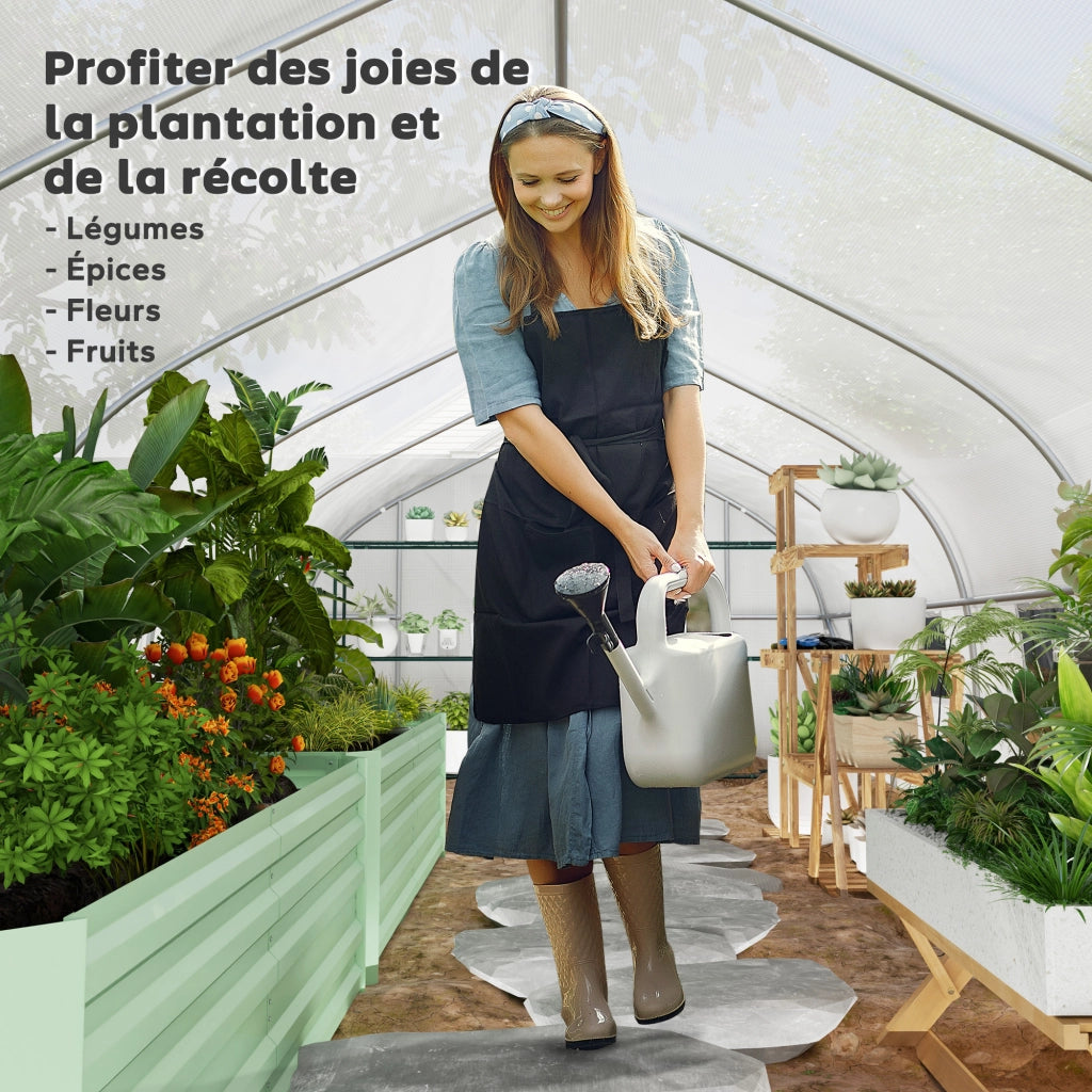 Serre de jardin tunnel grande taille avec bâche PE cadre en acier porte enroulable et 12 fenêtres 8 x 3 x 2 m blanc