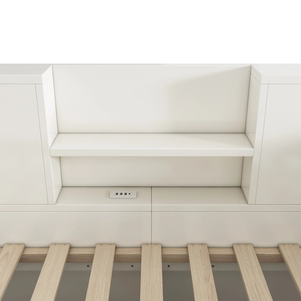 Letto singolo bianco 90x190 cm con contenitore