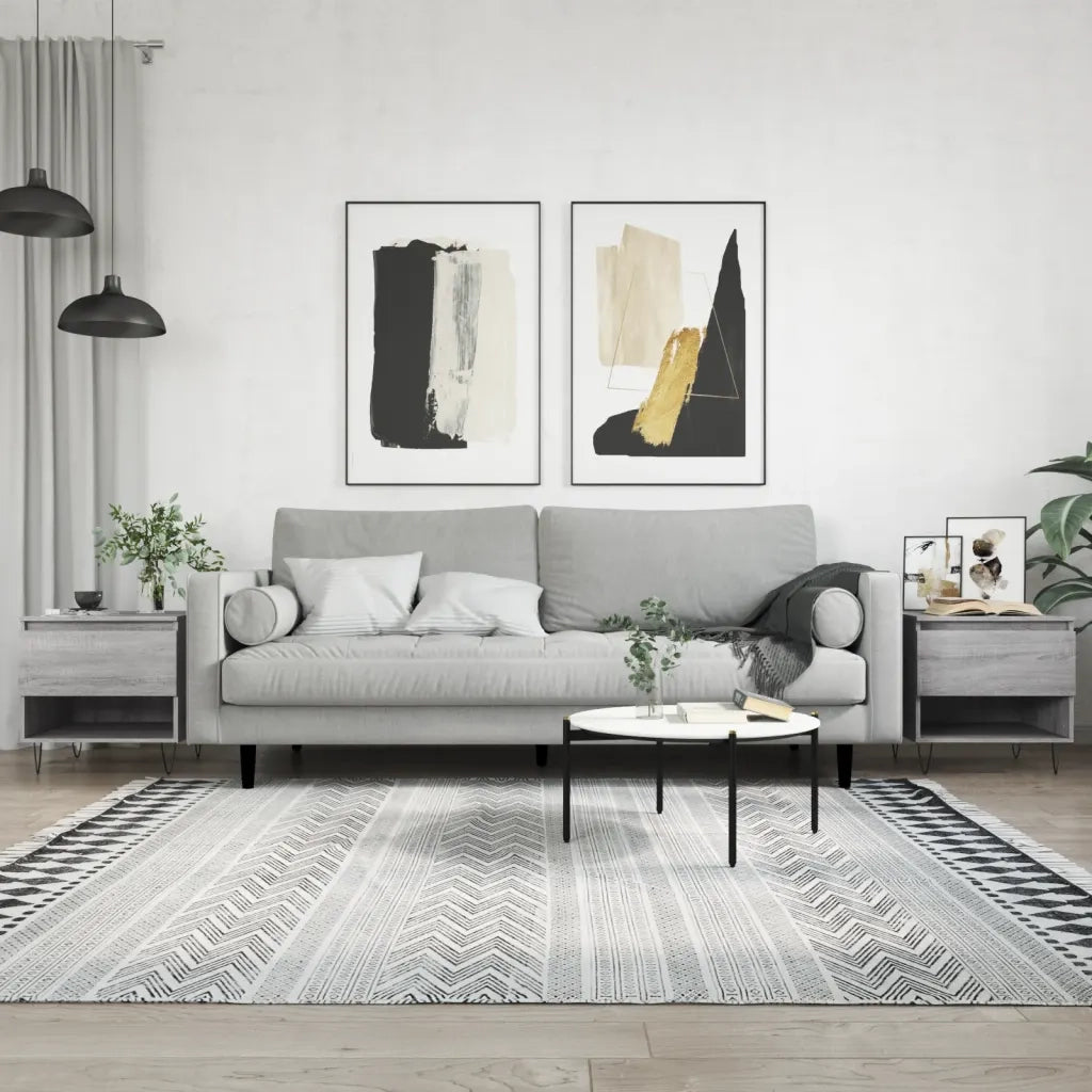 2 pz Tavolini salotto | Tavolino da caff¨¨ | Tavolino da Soggiorno Grigio Sonoma 50x46x50cm Legno Multistrato