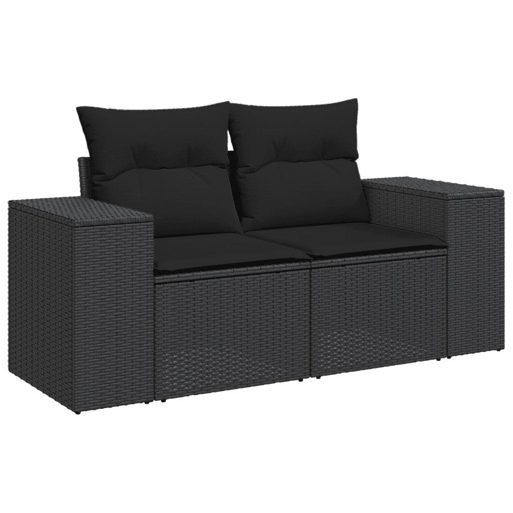 Set Divani da Giardino con Cuscini 7pz Nero Polyrattan 3257665