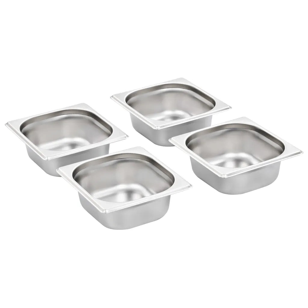 Set di 12 contenitori gastronorm impilabili 176 x 162 x 65 mm pratici da cucina in acciaio inossidabile argentato 02_0046003
