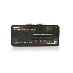 Startech.com kit switch kvm usb con audio e cavi 4 porte, colore nero - SV411KUSB