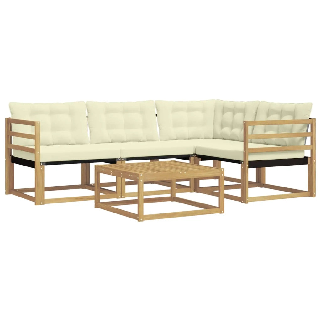 Set di divani da esterno 5 pz Bianco e Crema 3388648