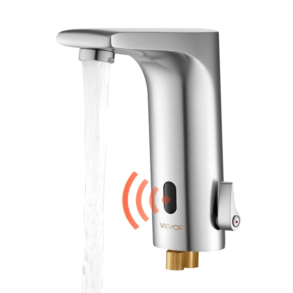 Rubinetto per Lavabo con Sensore Automatico G221, Miscelatore in Ottone Nichel Spazzolato per Bagno e Casa, Acqua Calda e Fredda