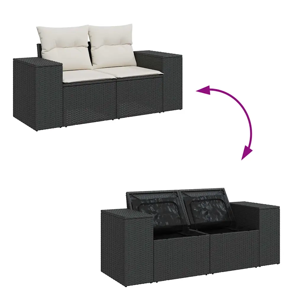 Set Divani da Giardino con Cuscini 7pz Nero Polyrattan 3326747