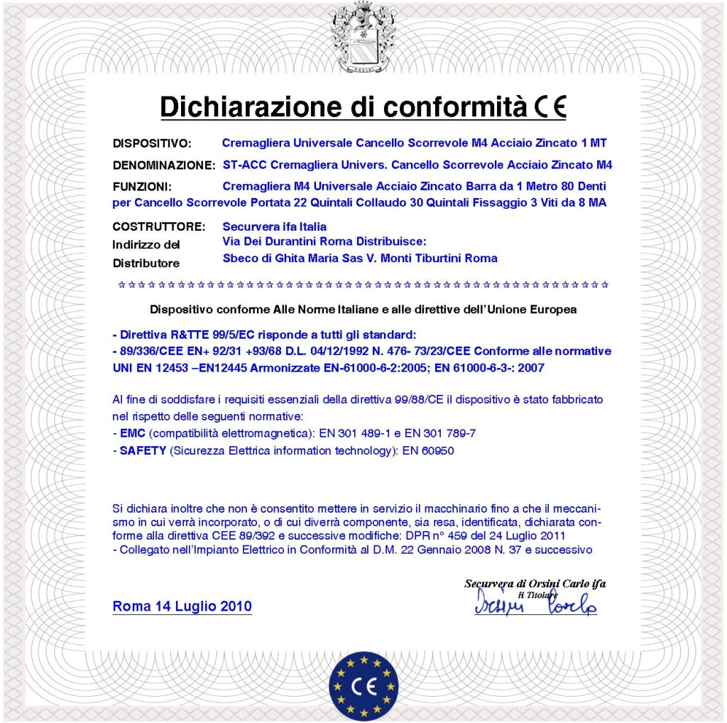 Cremagliera Universale M4 Tre Barre da 1 MT Con 80 Denti in Acciaio Zincato 12X30 mm Portata Garantita 22 Q.li Max 30 Q.li Fissaggio 3 Bulloni Per Metro Ricambio Cancello Scorrevole Giunture Contatto