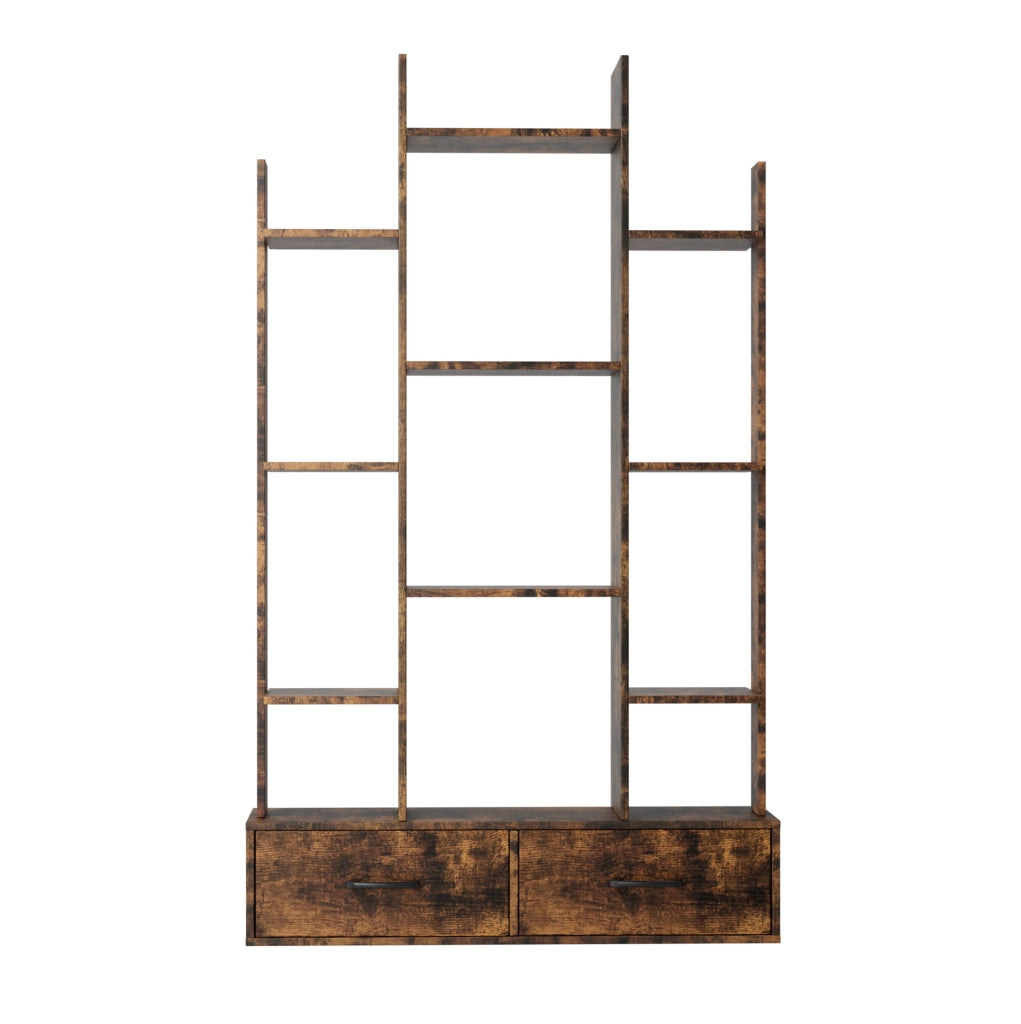 LIBRERIA con 2 cassetti 130,2x34,7x17,2 cm Marrone Metallo e Legno