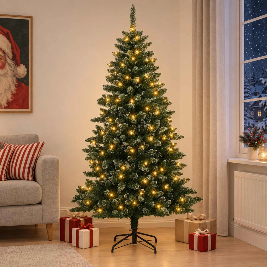Albero di Natale Artificiale con Rami Pieghevoli 120 cm 150 LED 3465519