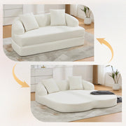 Divano letto ¨C Minimal ¨C 2 posti, beige, tessuto chenille, con cuscini