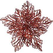 Poinsetta rossa glitter 23,5 cm