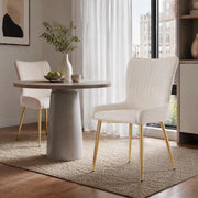 Set di 2 sedie da pranzo in velluto beige e oro