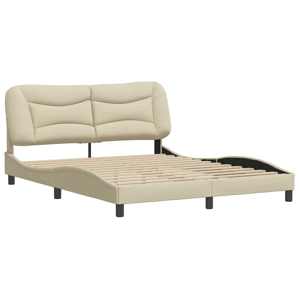 Letto matrimoniale | Letto per adulti | Giroletto senza Materasso Hvar Crema 160x200 cm in Tessuto