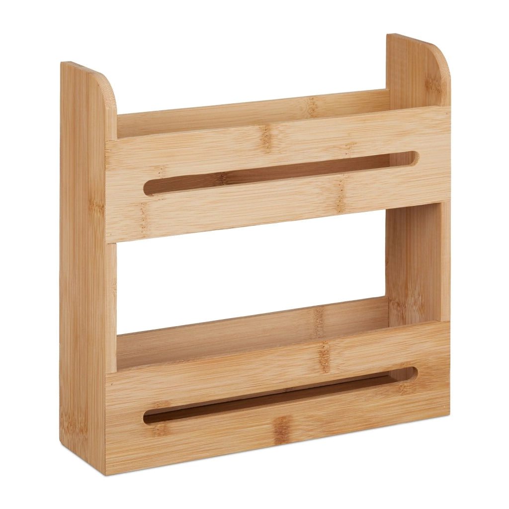 Portaspezie a 2 livelli portaoggetti da cucina salva-spazio 60 x 25 x 50 cm in bambù naturale 13_0011848