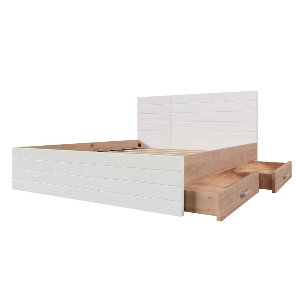 Letto matrimoniale 140 × 200 cm con 2 cassetti e materasso