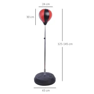 Set Punching Ball con Supporto Regolabile 125-145 cm, Guanti e Pompa Inclusi per Principianti e Professionisti