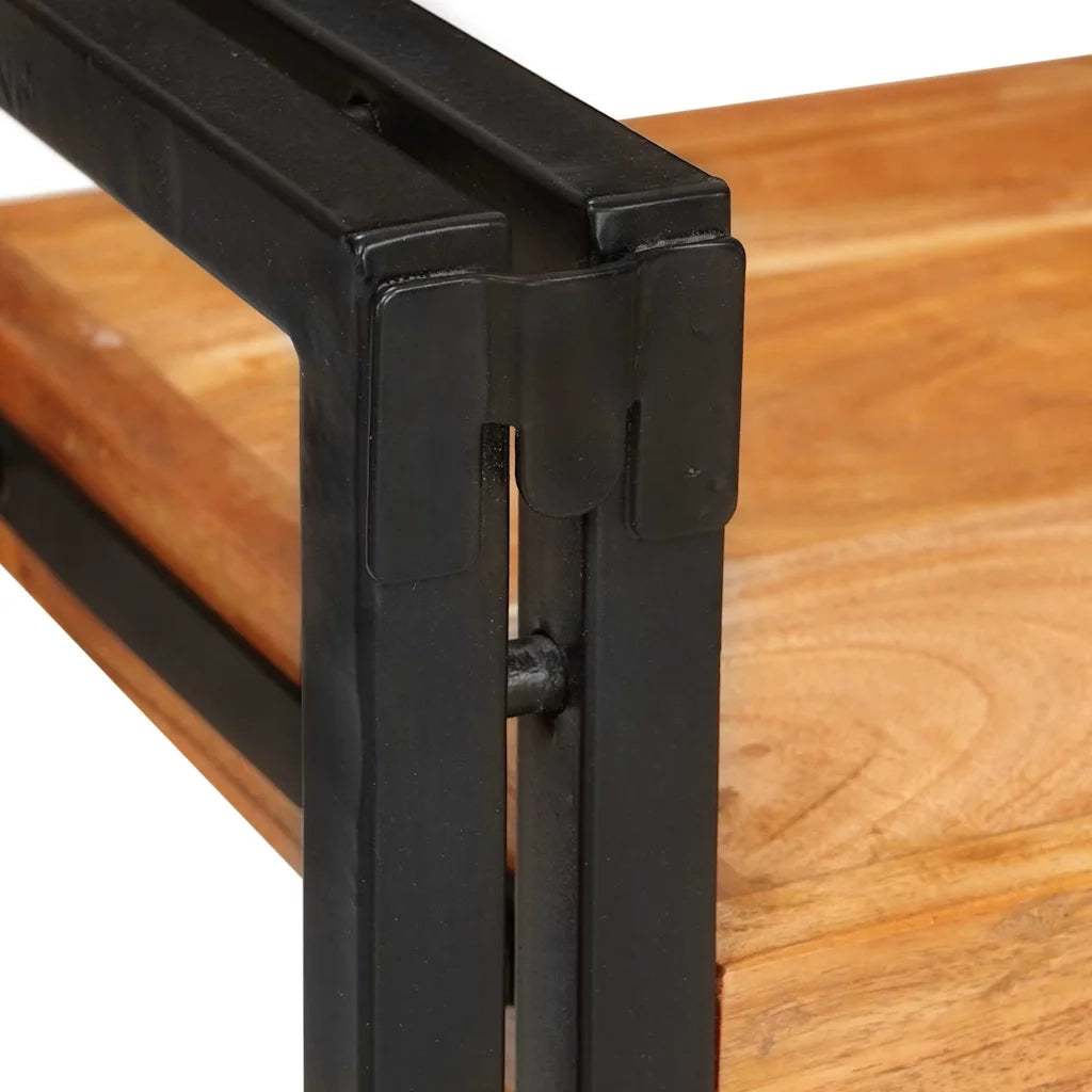 Comodino Marrone e Nero Legno Massello di Acacia 4016734
