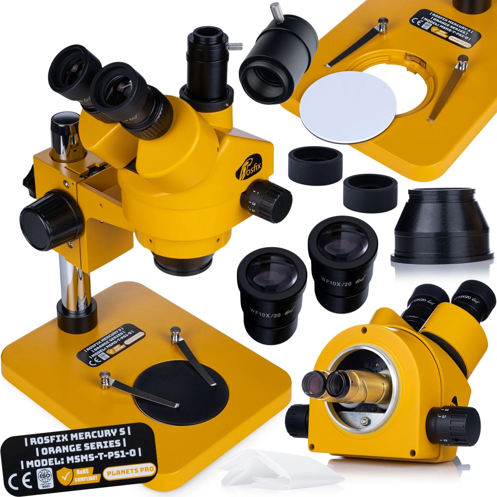 Mikroscopio Trinoculare 7–45x con Fotocamera C-Mount 16MP 4K + Lente Barlow 0.5x + Illuminatore LED 56x