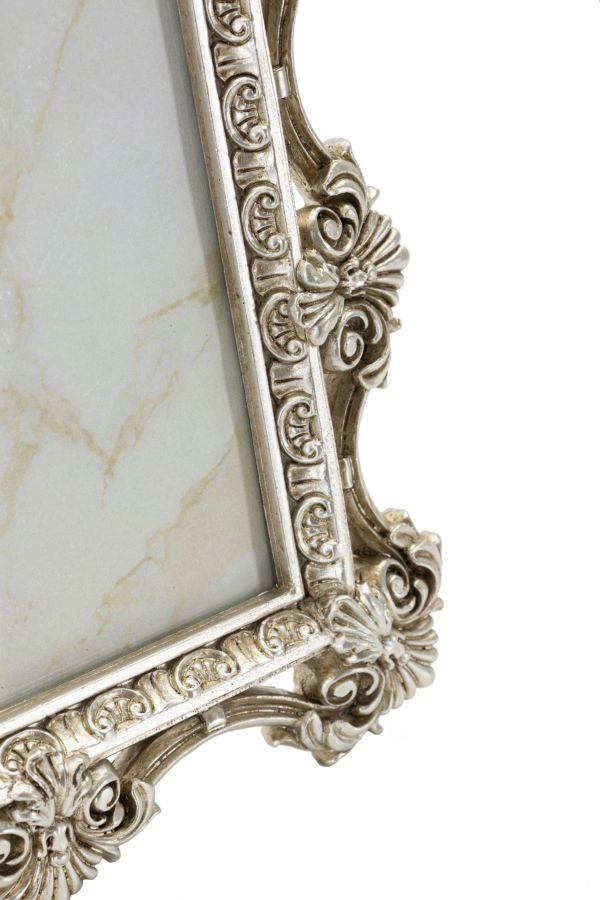 Cornice Florence 27x2,2x32 cm in Resina e Vetro Argento