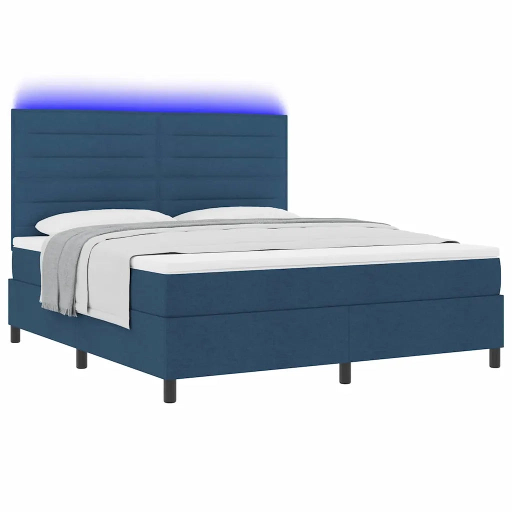 Letto a molle con materasso con led Blu 180 x 200 cm Tessuto