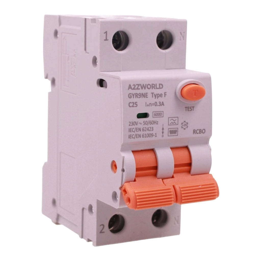 RCBO Interruttore Magnetotermico Differenziale Tipo F, Curva C 1P+N 2M 6000A 300mA/0.3A, AC 230V IP20 Corrente Disponibili 16A 20A 25A 32A (C25A)