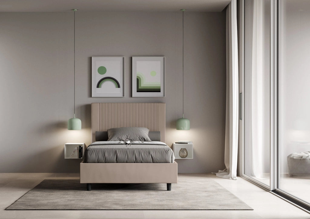 Letto Matrimoniale Francese 150x210 cm Senza Rete Goya Tortora