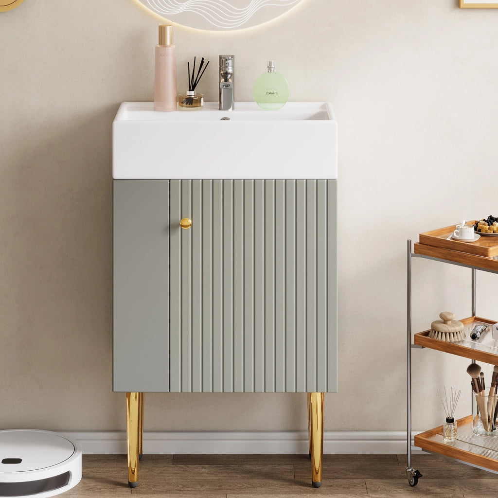 Mobile bagno con lavabo e sottolavabo 55 cm, grigio chiaro