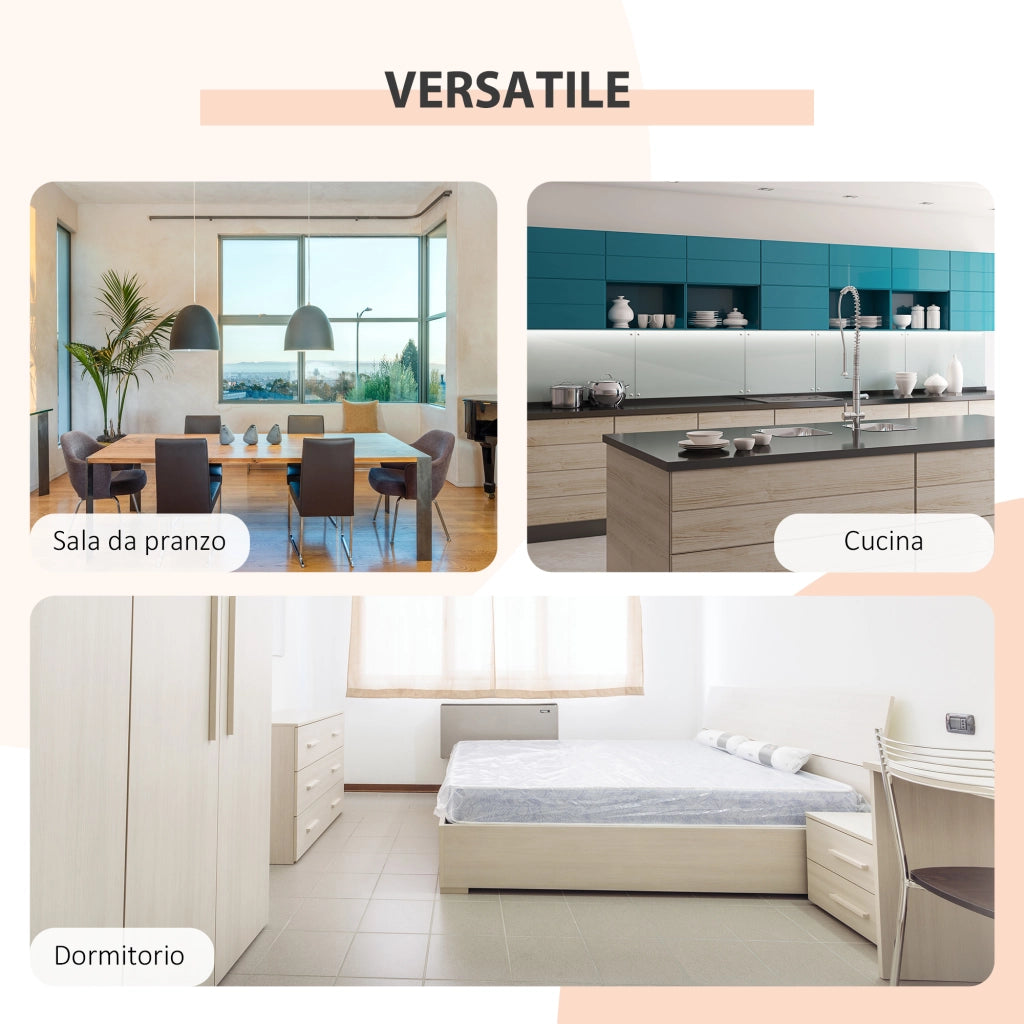 Tavolo da Pranzo Pieghevole per 4 Persone con Pannelli a Ribalta, Scrivania Richiudibile Salvaspazio con 4 Scompartimenti in MDF, per Sala da Pranzo, Soggiorno, 169x60x75 cm, Rovere e Bianco
