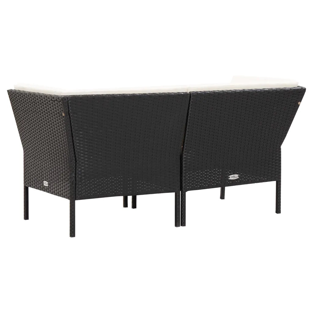 Set Divani da Giardino 6 pz | Set Salotto da Giardino con Cuscini in Polyrattan Nero