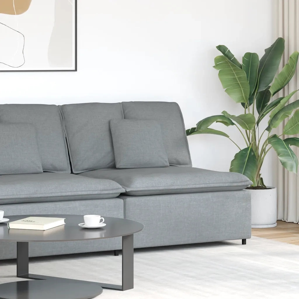 Modulo Centrale Divano Modulare con Cuscini Grigio Chiaro 100cm 4104417