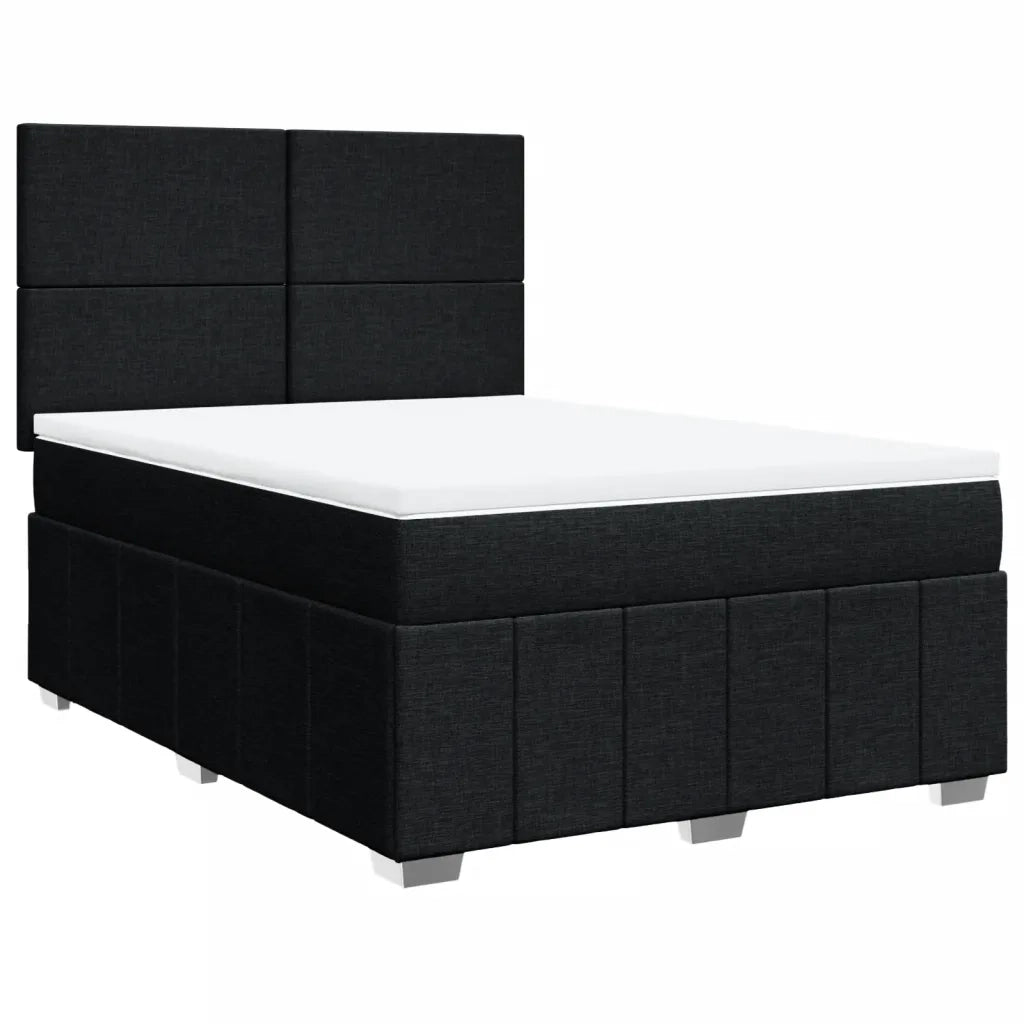Giroletto a Molle con Materasso Nero 140x200 cm in Tessuto