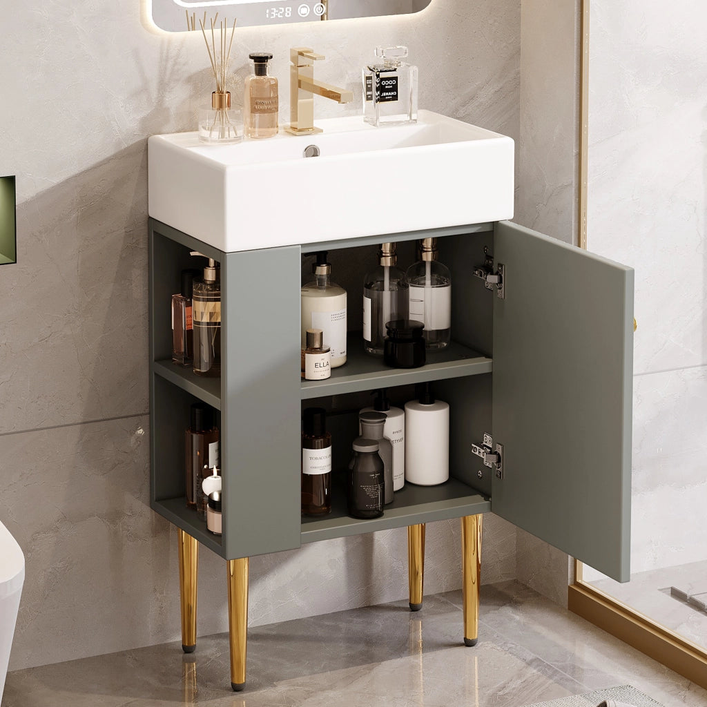 Mobile bagno con lavabo e sottolavabo 55 cm, grigio chiaro