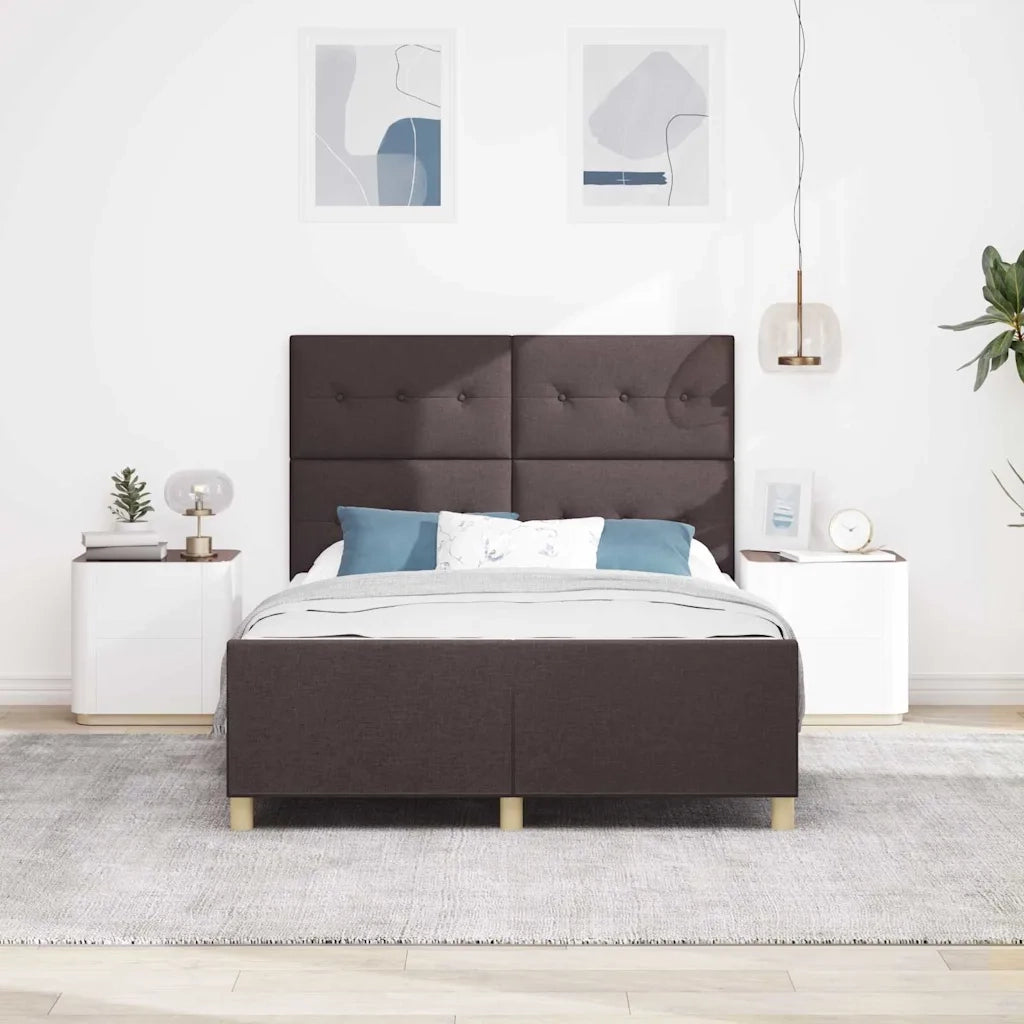 Letto matrimoniale | Letto per adulti | Struttura del letto Marrone scuro 140 x 200 cm Tessuto