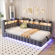 Divano letto imbottito con vano contenitore e LED