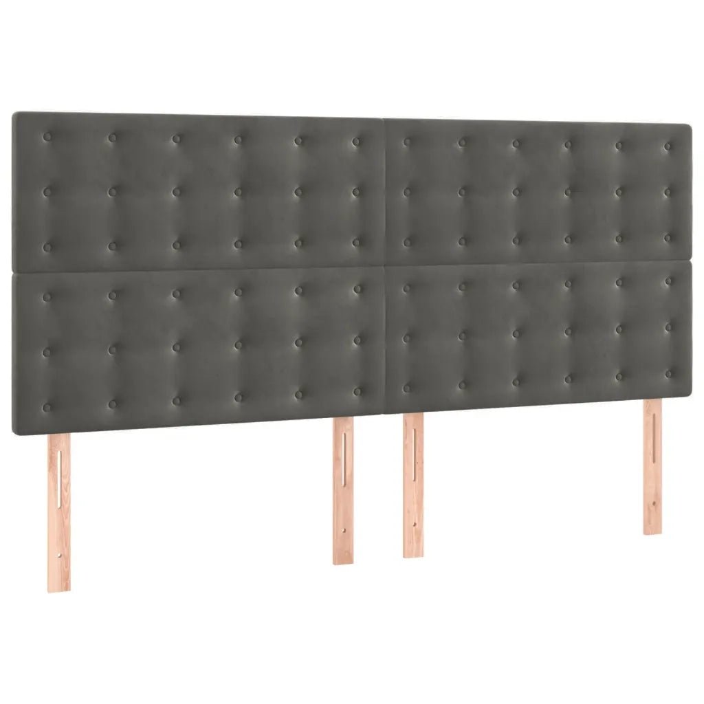 Testiera | Testata Grigio Scuro 200x5x118/128 cm Velluto