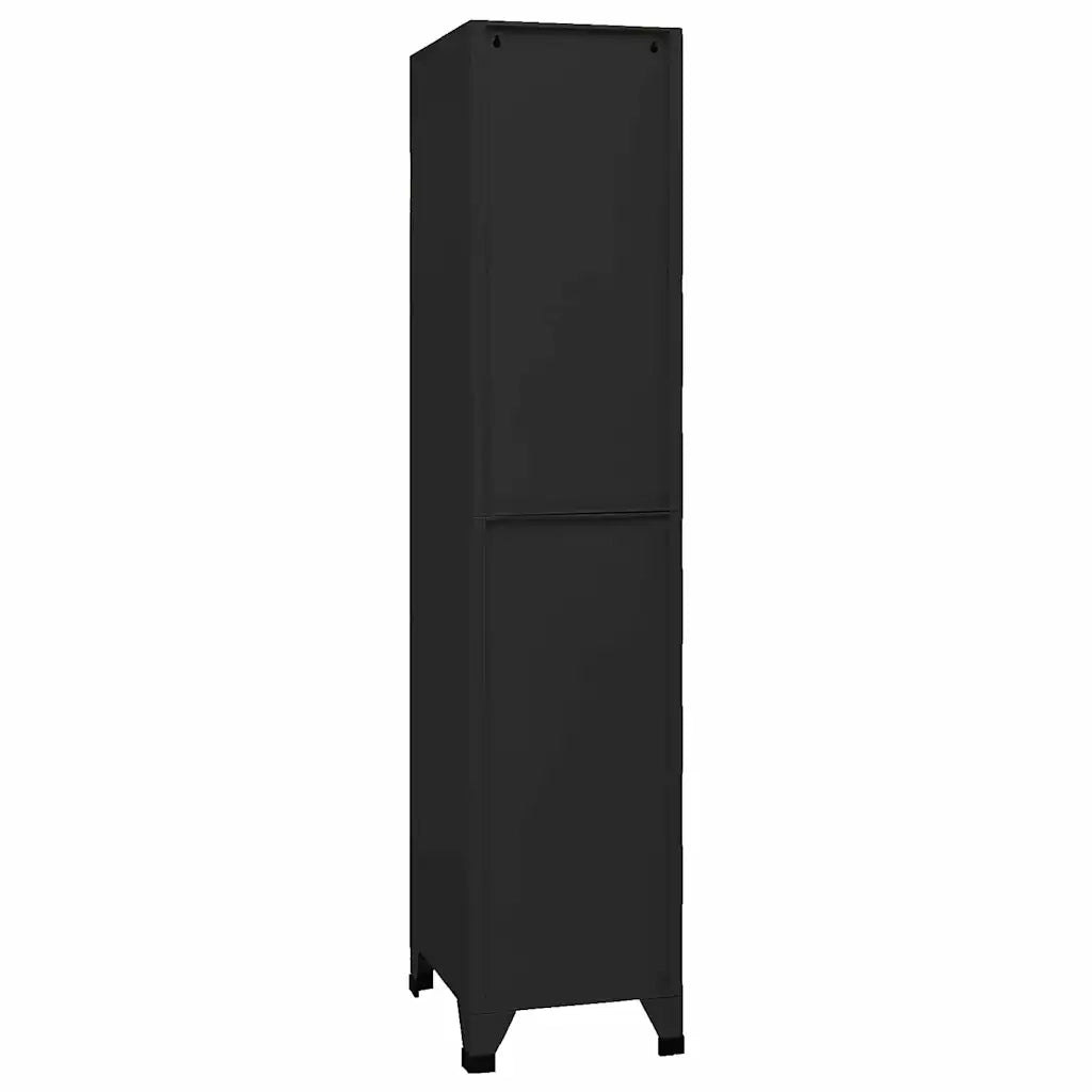 Armadio a schedario moderno 38 x 45 x 180 cm con ante con serratura in acciaio nero 02_0046997