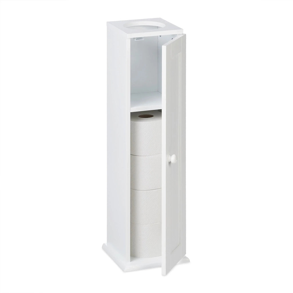 Armadio per carta igienica moderno 2 scomparti 90 x 30 x 20 cm design pulito bagno in legno bianco 13_0013510