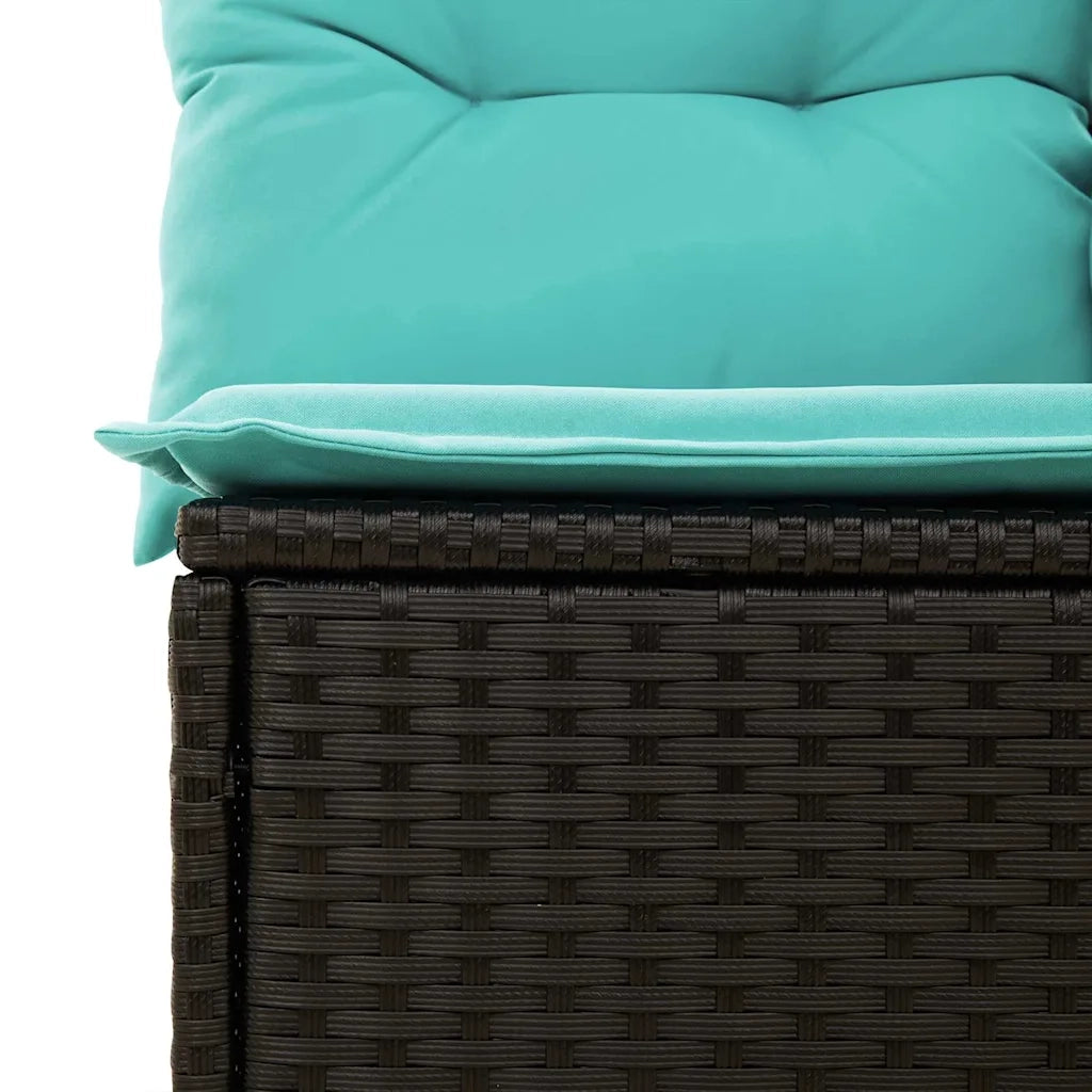 Divano da giardino con cuscino Nero e Turchese polyrattan 3394484