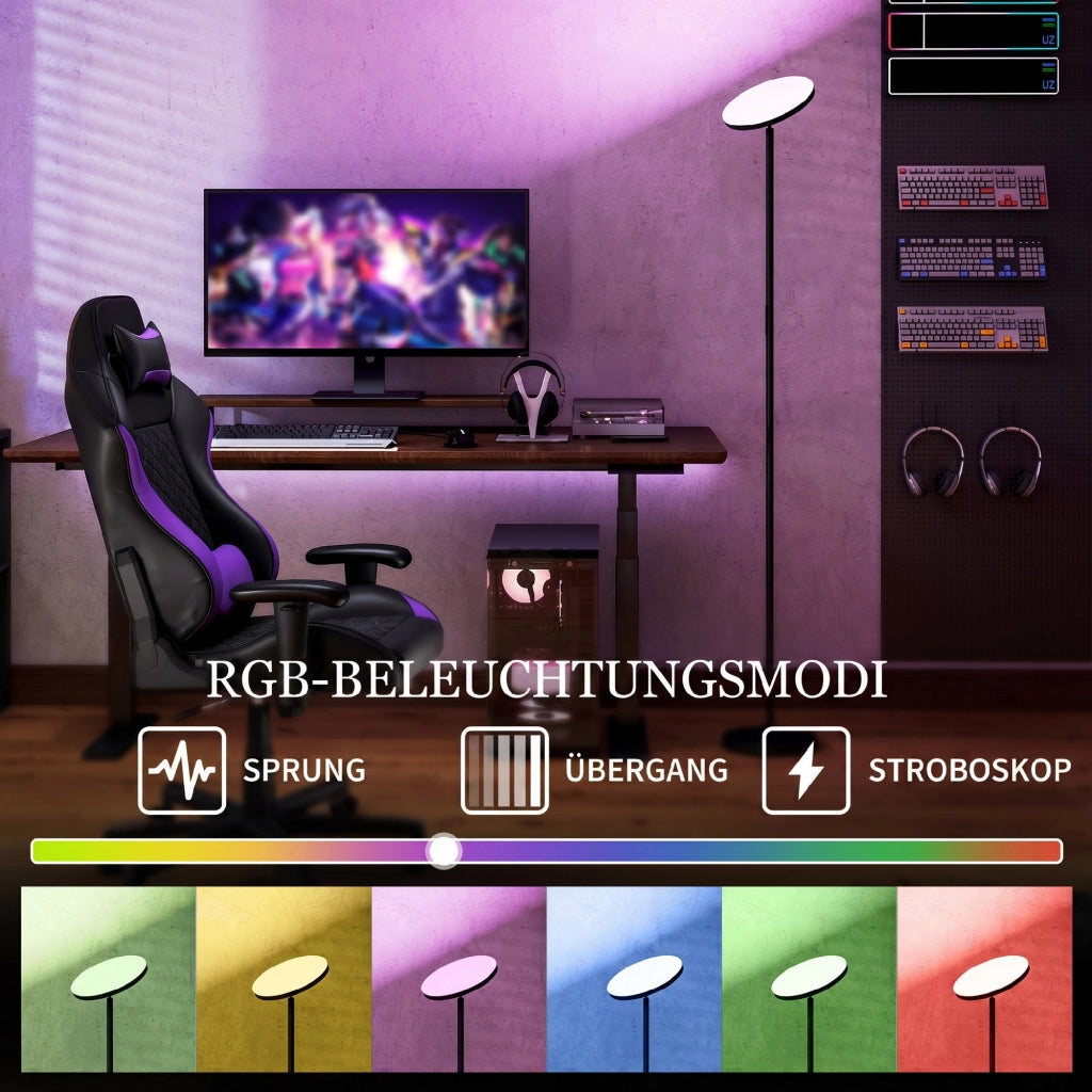 Lampada da terra RGB dimmerabile ¨C Xylo ¨C con telecomando e touch control, testa rotante 350¡ã, nero