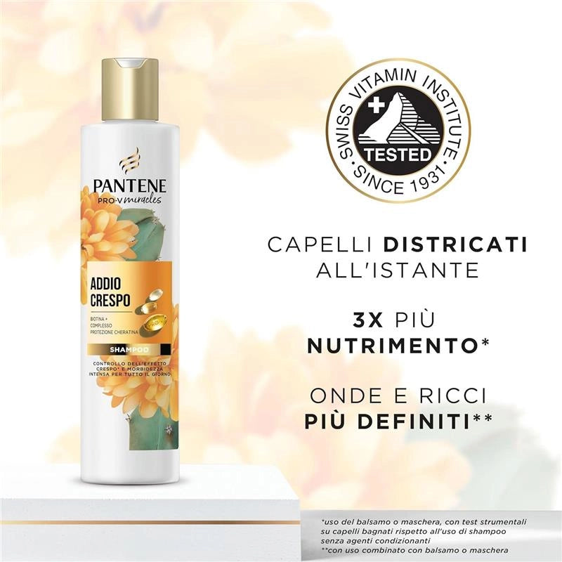 PANTENE ADDIO CRESPO SHAMPOO CON BIOTINA E PROTEZIONE CHERATINA 250 ML NUTRE IN PROFONDITÀ E PROTEGGE DALL'UMIDITÀ