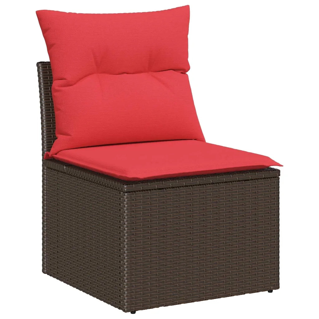 Set Divano da Giardino 7 pcs Marrone e rosso polyrattan 3348760